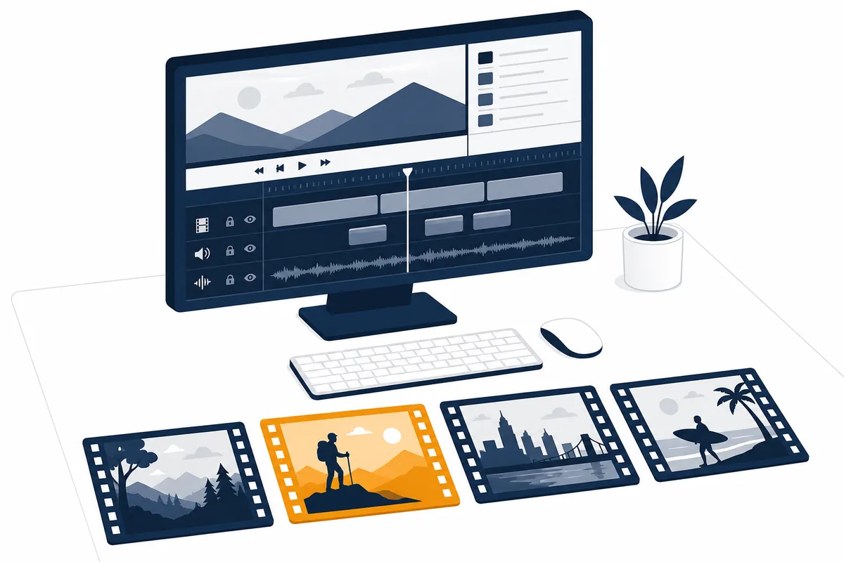 動画生成の効率化を表すイラスト